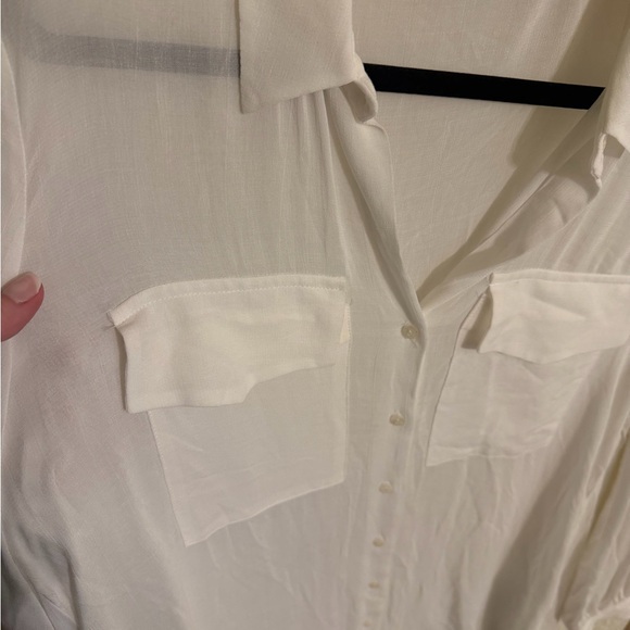 White Sheer Button-Up Blouse - Picture 4 of 6